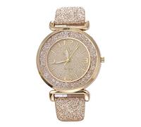 ITVIP Women's Watch, Movable Sand Ball Gold Powder PU Leather Strap Quartz Watch 230mm gold