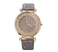 ITVIP Women's Watch, Movable Sand Ball Gold Powder PU Leather Strap Quartz Watch Strap 230mm grey