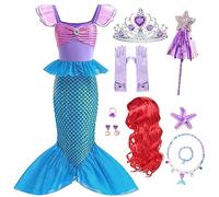 iTVTi Little Girls Mermaid Costume Princess Ariel Halloween Cosplay Costume Outfit Blue, 5-6 Years (Tag 130)