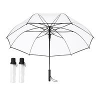 ITXOXF Clear Bubble Canopy Umbrella - Foldable Tri-Fold Transparent Umbrellas, Clears Umbrella Wedding, Clear Umbrellas for Rain, Portable Ladies Fashion Rain Umbrellaes (Black)