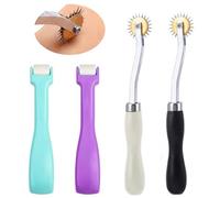 iTYOOS 2 Pieces Tracing Wheel Sewing Tools and 2 Pieces Press Roller, Needle Point Tracing Wheel Leather Paper Cloth Sewing Overstitch Wheel Tool Serrated Tracing Wheel for Leather Edges