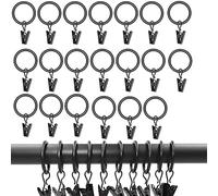 iTYOOS 20 Pack Curtain Clips, Metal Drapery Rings (25mm /1inch Interior Diameter, Black)