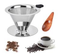 iTYOOS Coffee Filter with Mini Coffee Spoon, Stainless Dripper, Stainless Steel Coffee Filter, Reusable Coffee Filter, Paperless Coffee Filter with Holder, and Mini Coffee Spoon, Kitchen Tools for Man