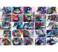 ITZAMNA Colorful Wolf Head Postcards 50 Cards Package