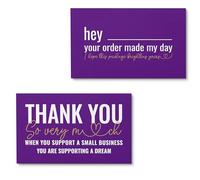 ITZAMNA Thank You for Supporting Small Business Cards Customer Appreciation Note Cards Pink Script with Heart Pack of 100 Purple
