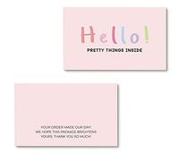 ITZAMNA Thank You for Your Order Cards Hello Pretty Things Inside Card Pink Pack of 100