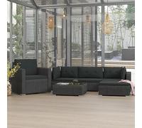 itzcominghome 6 Garden Lounge Set outdoor with Cushions Rattan Black and Chair