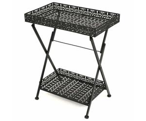 itzcominghome Small Folding Tea Table Garden Potting Table, Two Shelves FOLDABLE