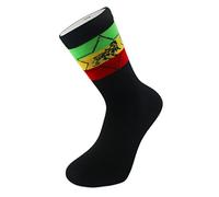 Itzu 1 PAIR RASTA COTTON CREW SOCKS LION OF JUDAH COMFORT (UK 6-11 / EUR 39-45)