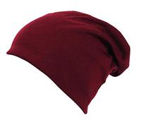 Itzu Jersey Slouch Beanie Hat Cap Oversized Ski Lined Winter Adults Unisex Black Grey (Burgundy)