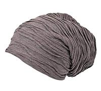Itzu Jersey Slouch Beanie Hat Cap Oversized Ski Lined Winter Adults Unisex Black Grey (Grey - Textured Wave Style)