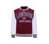 Itzu Kids Youth Varsity Jacket London England Zipped Cotton Union Jack (Burgundy - 7-8 Years)