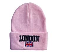 Itzu London Unisex Beanie Hat Cap Turn Up Union Jack Flag Winter Warm in Pink