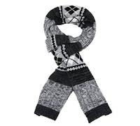 Itzu Luxury Knit Scarf Unisex Argyle Pattern Striped in Light Dark Grey