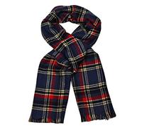 Itzu Luxury Mens Womens Tweed Dogtooth Tartan Scarf Plaid Check Reversible (Navy Red Cream (Reversible)