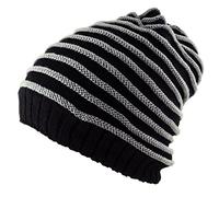 Itzu Luxury Striped 3 in 1 Beanie/Snood Scarf/Neck Warmer in Black/Light Grey