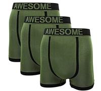 Itzu Men's Novelty Boxer Shorts Briefs Trunks Underwear AWESOME Hands Fluroscent (3 Pack) (X-Large, AWESOME (Plain) (Olive Green x 3))
