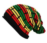 Itzu Rasta Slouch Oversized Knit Beanie Hat Cap Mosaic Black Red Yellow Green M18 Mosaic Double