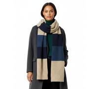 Itzu Women's Striped Cross Knit Large Warm Winter Scarf in Blue Navy Stone