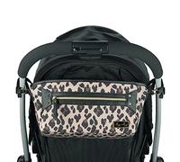 Itzy Ritzy Adjustable Stroller Caddy - Stroller Organizer Featuring Two Built-in Pockets, Front Zippered Pocket and Adjustable Straps to Fit Nearly Any Stroller, Leopard