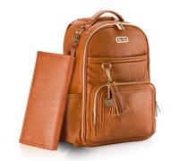 Itzy Ritzy Baby Changing Bag, The Boss Plus Nappy Backpack - Large Diaper Organiser Pack with Changing Mat, 19 Pockets, Insulated Bottle Holder, Stroller Straps, Baby Bag for Mum & Dad (Cognac)