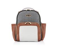 Itzy Ritzy Baby Changing Bag, Mini Plus Nappy Backpack- Small Diaper Organiser Bag with Changing Mat, 10 Pockets, Insulated Bottle Pocket, Pram Rings For Straps & Pocket for Mum and Dad -Coffee&Cream