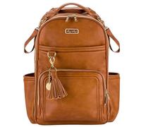 Itzy Ritzy Baby Changing Bag, The Boss Plus Nappy Backpack - Large Diaper Organiser Pack with Changing Mat, 19 Pockets, Insulated Bottle Holder, Stroller Straps, Baby Bag for Mum & Dad (Cognac)