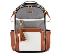 Itzy Ritzy Baby Changing Bag, The Boss Plus Nappy Backpack - Large Diaper Organiser Pack with Changing Mat, 19 Pockets, Insulated Bottle Holder, Stroller Strap, Baby Bag for Mum & Dad (Coffee & Cream)