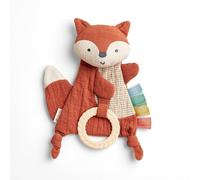 Itzy Ritzy - Bitzy Crinkle Sensory Toy Fox with Crinkle Sound for Babies & Toddlers - Features Soft Braided Teething Ring & Textured Ribbons Designed