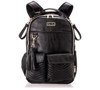 Itzy Ritzy Diaper Bag Backpack - Large Capacity Boss Backpack Diaper Bag Featuring Bottle Pockets, Changing Pad, Stroller Clips and Comfortable Backpack Straps, Black with Gold Hardware