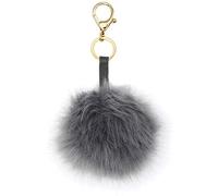 Itzy Ritzy Diaper Bag Charm, Purse Charm and Keychain; Pouf Measures 4” in Diameter; Features Durable Clasp and Trendy Gold Hardware, Dark Gray