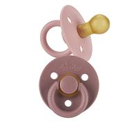 Itzy Ritzy Natural Rubber Pacifiers, Set of 2 - Natural Rubber Newborn Pacifiers with Cherry-Shaped Nipple & Large Air Holes for Added Safety; Set of 2 in Blossom & Rosewood, Ages 0 - 6 Months