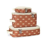 Itzy Ritzy Packing Cubes for Travel - Set of 3 Packing Organizers; Each Travel Organizer Features a Mesh Top, Double Zippers and a Fabric Handle (Terracotta Sunrise)