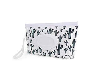Itzy Ritzy Reusable Wipe Pouch - Take & Travel Pouch Holds Up to 30 Wet Wipes, Includes Silicone Wristlet Strap, Cactus