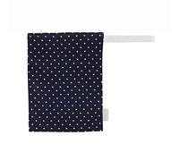 Itzy Ritzy Sealed Wet Bag with Adjustable Handle - Washable and Reusable Wet Bag with Water Resistant Lining Ideal for Swimwear, Diapers, Gym Clothes & Toiletries; Measures 11” x 14”, Navy Dots