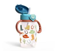 Itzy Ritzy Sippy Cup - Includes Weighted Silicone Straw, Ergonomic Handles & Snap-Close Lid (Western)