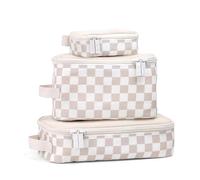 Itzy Ritzy Travel Packing Cubes - Set of 3 Baby Clothes Bag Organisers, Compression Cubes with Mesh Top, Fabric Handle, Travel Cubes for Backpack and Suitcases, Baby Essentials for Mums, Cow Print