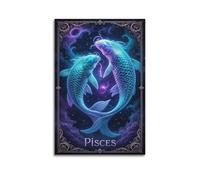 IUAUTVZM Fantasy Art Symbol Pisces Zodiac Decorative Painting Canvas Wall Posters And Modern Family Bedroom Decor 08x12inch(20x30cm)