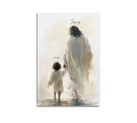 IUAUTVZM Religion Christian Jesus Holding Child's Hand Decorative Painting Canvas Wall Posters And Modern Family Bedroom Decor 12x18inch(30x45cm)