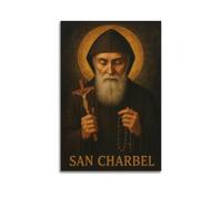 IUAUTVZM Religion Christian Monk Saint Charbel Decorative Painting Canvas Wall Posters And Modern Family Bedroom Decor 16x24inch(40x60cm)