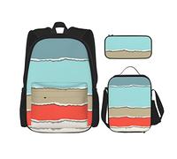 IUBBKI 3 Piece Set Backpacks Torn Paper In Different Soft Colors Grange Page Rip Texture Book Bag Travel Camping Work School Bag Pencil Case Lunch Bag Combination For Men Women Boys Girls