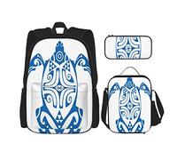 IUBBKI 3 Piece Set Backpacks Turtle Hawaiian Underwater Creatures Endangered Maui Animals Simplistic Design Book Bag Travel Work School Bag Pencil Case Lunch Bag Combination For Men Women Boys Girls