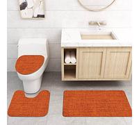 IUBBKI 3 Pieces Bath Mat Non Slip Bathroom Rug Sets,Orange,Faded Burlap Texture Image Background of Macro Thick Graphic Design Print,Burnt Orange,Microfiber Bath Mat Sets Non Sl