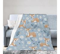 IUBBKI Adorable Deer and Daisy Blanket Super Soft Cozy Plush Fleece Lightweight andffy Throws Blanke 60"x50"