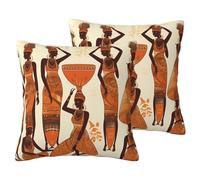 IUBBKI African Tribal Woman Linen Throw Pillow Covers Set of 2 Decorative Pillow Cases Double-Sided Cushion Cover Soft Breathable Pillowcases 24"x24" Farmhouse Pillowcase for Home Decor Gift
