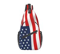 IUBBKI American Flag Patriotic Killer Whales Swim Along Crossbody Bag Men'S Chest Cross Body Bag, Light, For Hiking And Travel