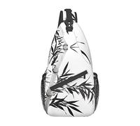 IUBBKI Bamboo Tree Image Chinese Calligraphy Killer Whales Swim Along Crossbody Bag Men'S Chest Cross Body Bag, Light, For Hiking And Travel