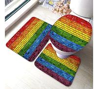 IUBBKI Bathroom Mat Sets 3 Piece Blue Gay Pride Lgbt Abstract Union Dirty Purple Texture Transsexual Cozy Pedestal Mat Toilet Lid Cover Toilet Cushion