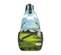 IUBBKI Beach Golf Course Composition In Red Yellow Blue And Black Crossbody Bag Men'S Chest Cross Body Bag, Light, For Hiking And Travel