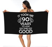 IUBBKI Beach Towel Happy 90th Birthday Bath Towel Oversized for Men Women,Quick Dry Absorbent Towel for Travel Pool Yoga Gym Sport 27.5"X55"
